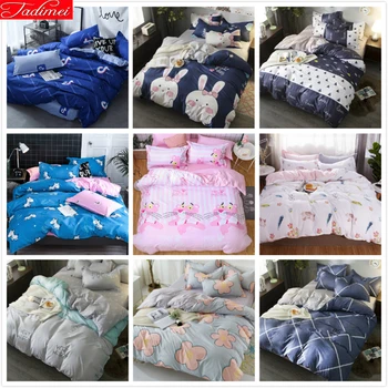 

High Quality Soft Cotton 3/4 pcs Bedding Set Adult Kids Bed Linen Single Twin Queen King Double Size Duvet Cover 1.2/1.35/1.8/2m