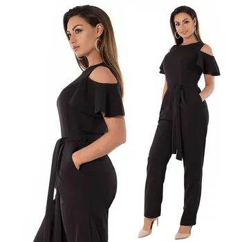 

5XL 6XL Summer Plus Size Jumpsuit women 2019 Sexy Off Shoulder Big Size Romper Overall Large Size Casual Female Elegant Jumpsuit