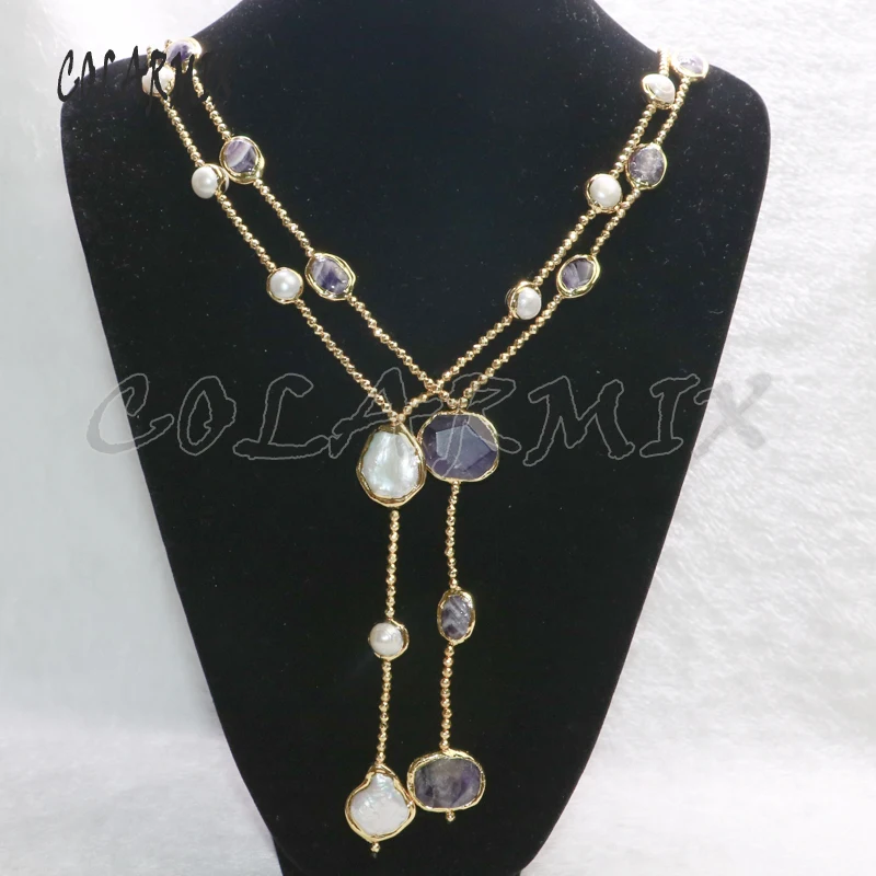 

Natural stone gold color beaded necklace Natural stone necklace Jewelry necklace fashion jewelry gift for lady6136