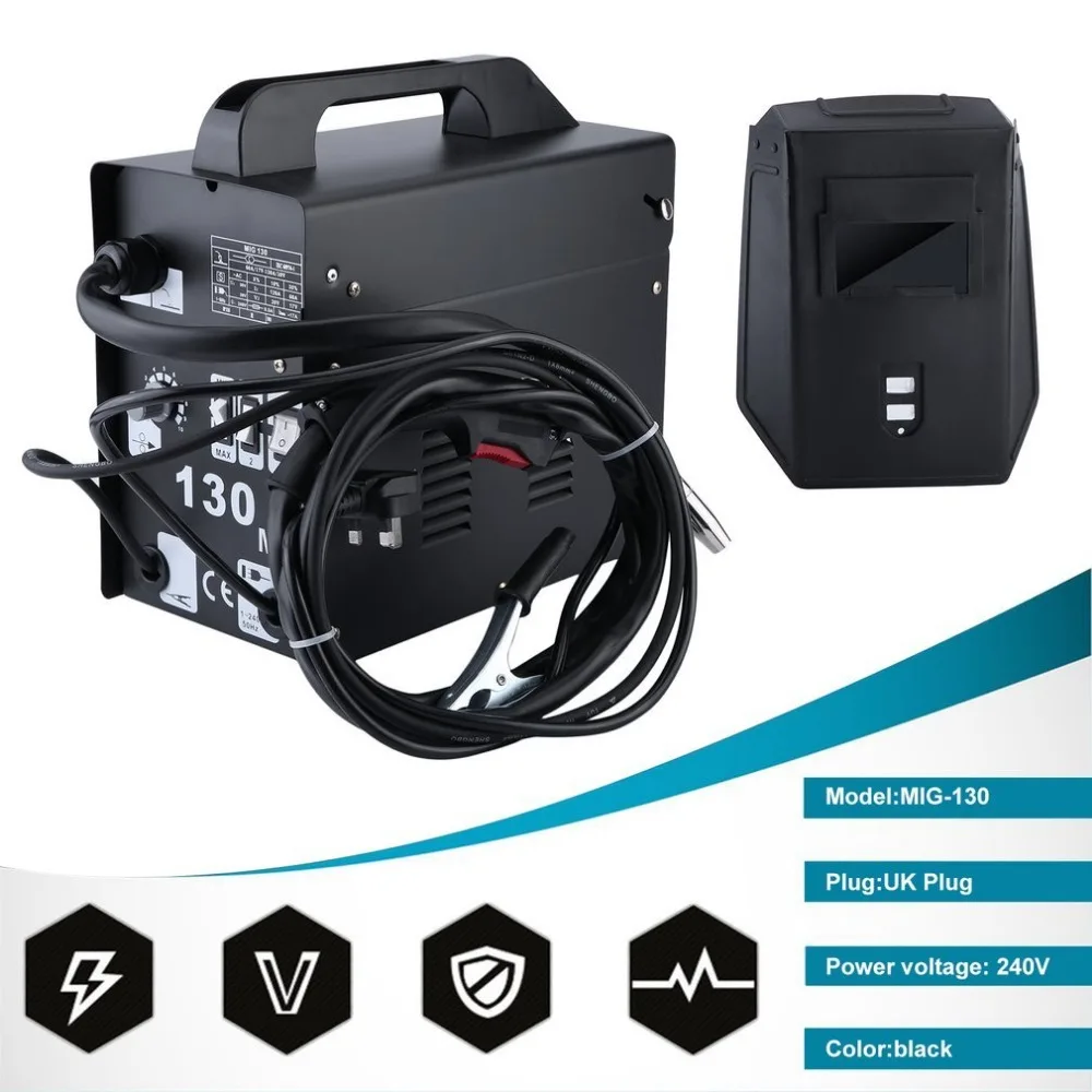 

Single Phase Fan Cooling Wire MIG-130 High Efficient Gas-Shielded Welding Machine Weldering Equipment UK Plug