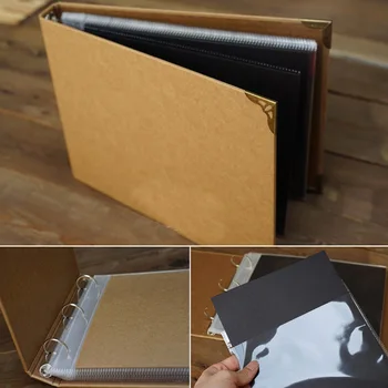 

A4 Vintage Kraft Card Blank Cover Inside Wire-binding DIY Handmade Albums for Pictures Stick-proof bagging Creative Scrapbooking