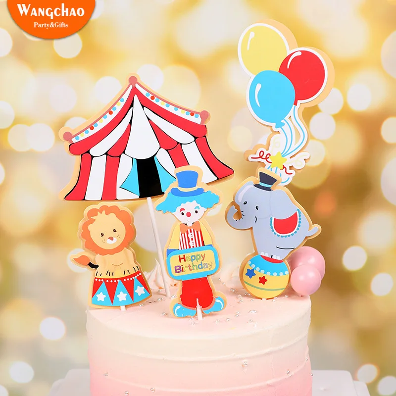 

1 Set Circus Clown Acrobatics Theme Happy Birthday Cake Decoration Cute Cake Topper Child Birthday Cartoon Party Supplies