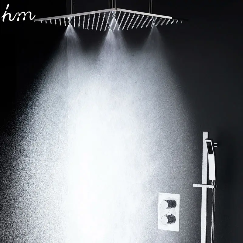 

hm Bathroom Shower Set with 3 Ways SUS304 Stailess Steel 20 inch Rain & Mist Slide Bar Spout Handheld Bath & Shower Faucets