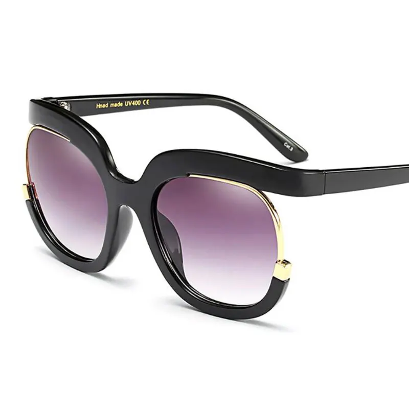 HOTOCHKI новые модные большие солнцезащитные очки женские большие стильные очки женские очки большие солнцезащитные очки UV400 - Цвет линз: black
