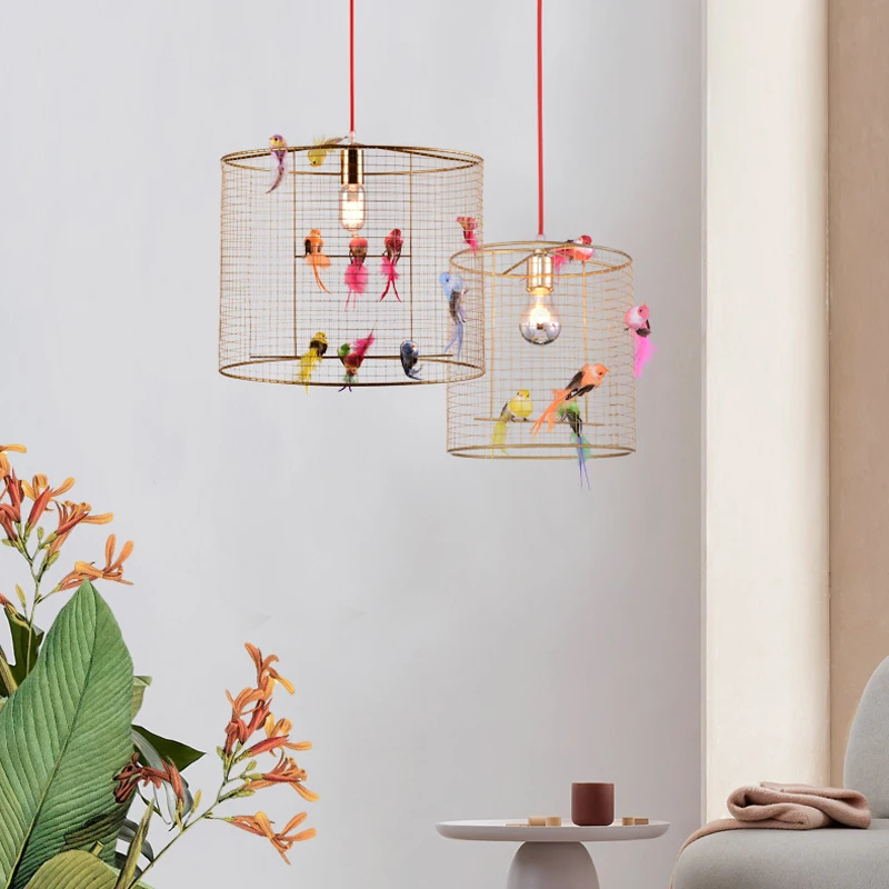 Modern Loft Rural Restaurant Chandelier Fashion Living Room Cafe Art Golden Bird Cage Suspension Light Fixtures Free Shipping 2017 suspension luminaria american rural vintage bedroom living room chandelier restaurant iron golden cloth lamp free shipping