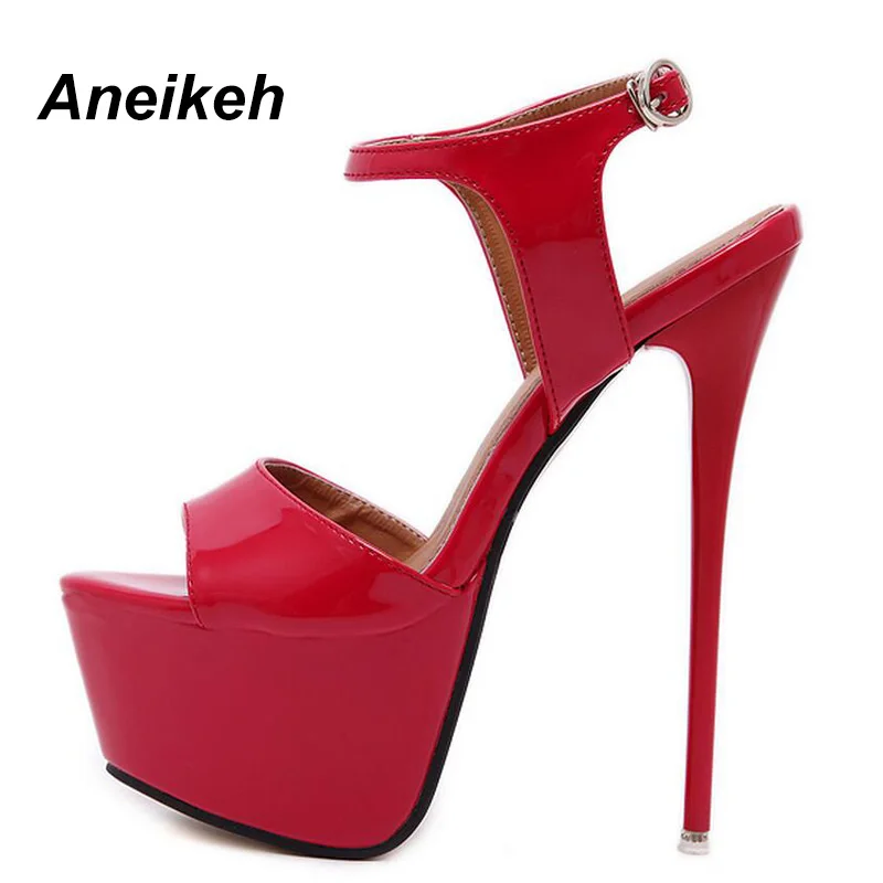 Women High Heels Sandals 16cm Open Toe Buckles Nightclub Party Big Size 15