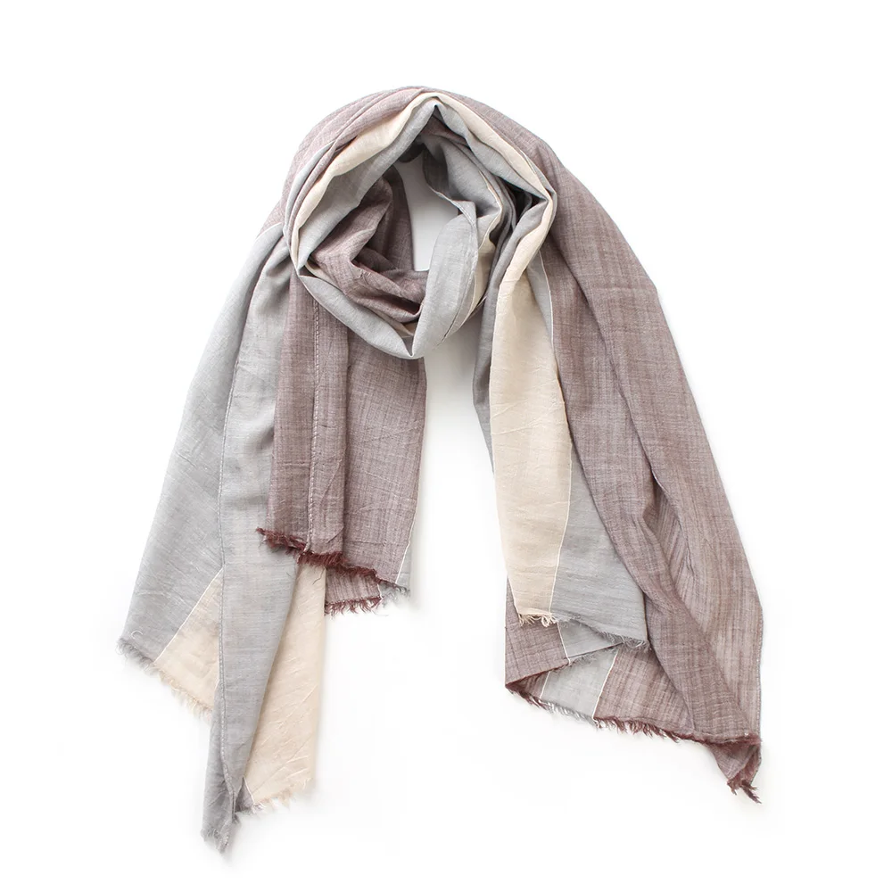 New arrived large stripe print cotton scarf fringed women thin viscose