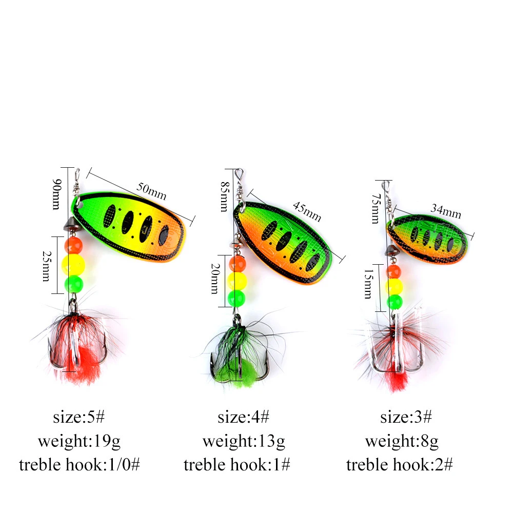 1 шт Рыбалка заманить Металл приманка 8g/13g/19g Ложка приманки бас Жесткий приманки с пером крючки щука рыболовные снасти 8 видов цветов
