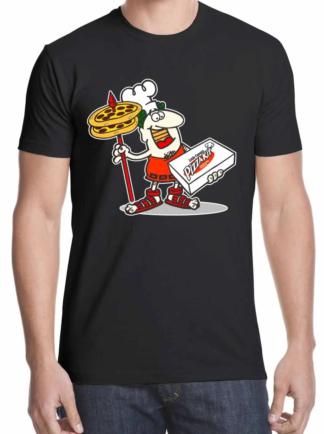 Футболка Бесплатная доставка большой маленький Caesars Pizza Burger красный Забавный
