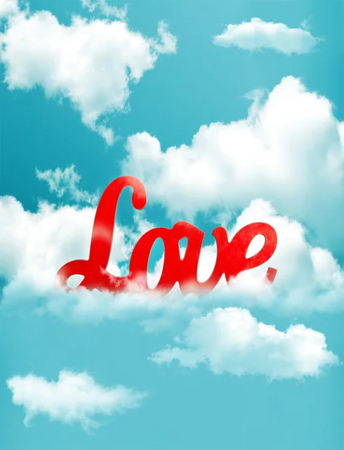 5x7ft White Clouds Turquoise Sky Love Wedding Valentine Day Custom
