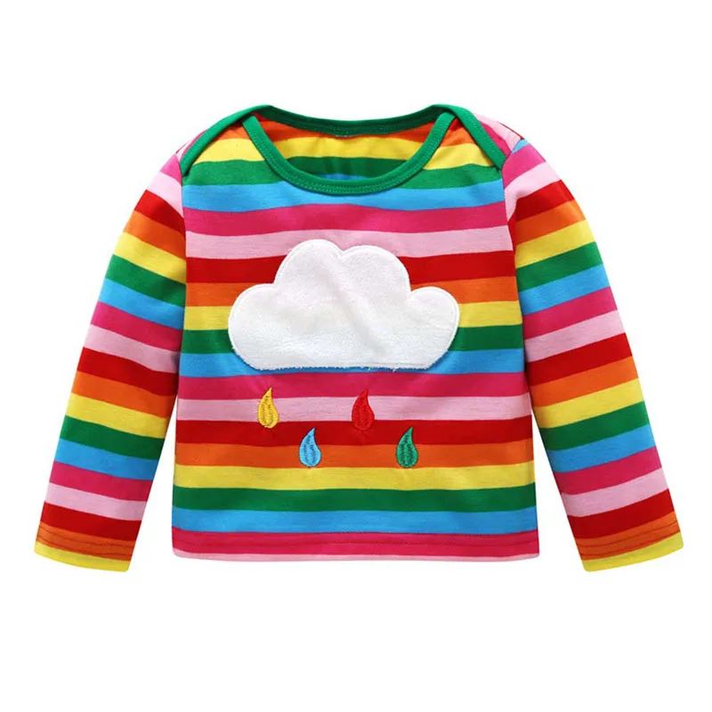 Baby Boys Girls Striped Rainbow T shirt Cute Cotton Cloud Raindrop O