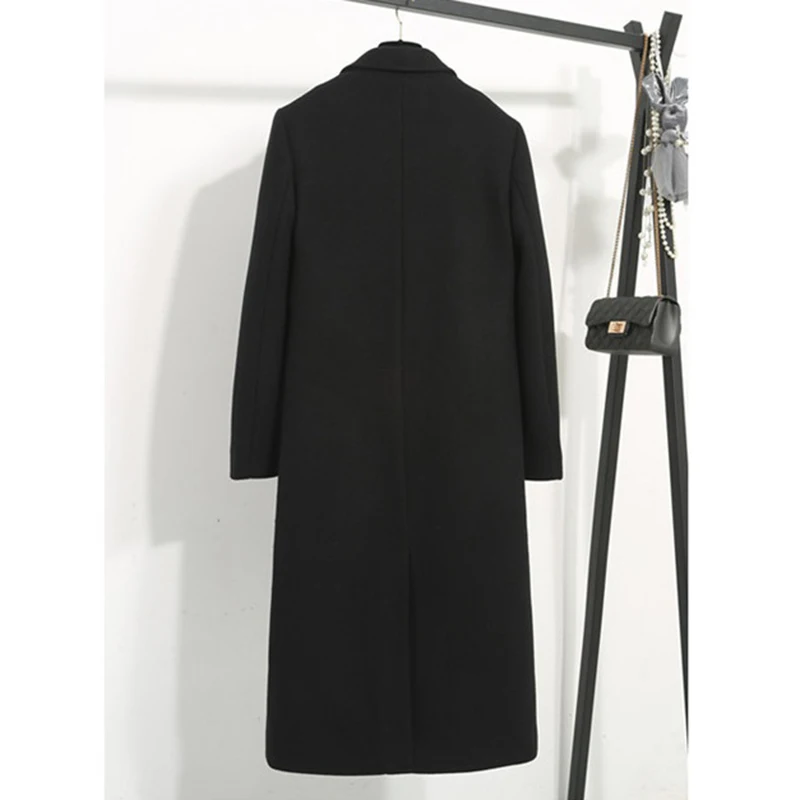 Осенне-зимняя женская шерстяная куртка больших размеров, пальто, модная повседневная приталенная теплая длинная верхняя одежда, эксклюзивное шерстяное Женское пальто 522