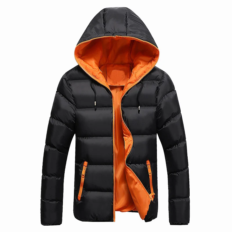 

New casual hooded thick padded jacket men coat zipper slim men parka outwear warm men winter jacket male clothing
