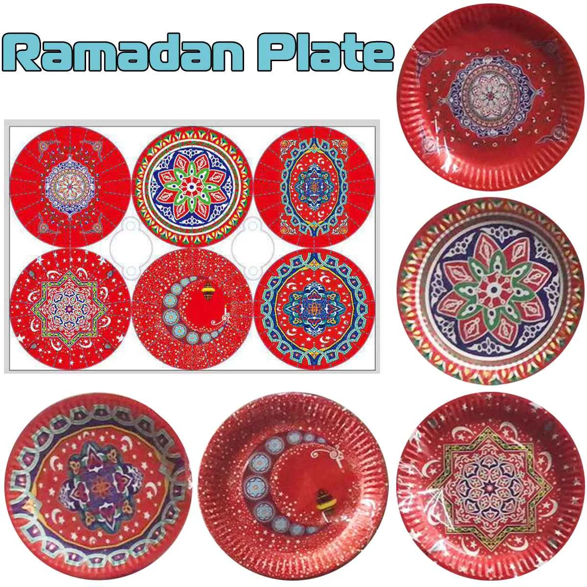 Paper Plates Dinner Party Table Decor Supply Eid Mubarak Ramadan Muslim