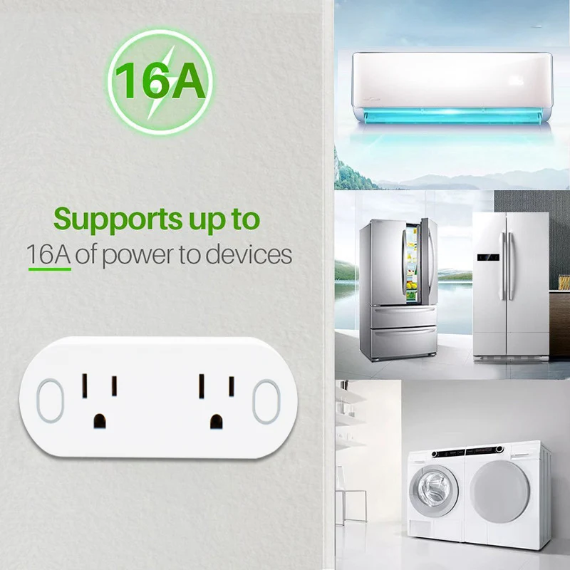 

2 In 1 Mini Smart Socket 16A Power Outlet Wifi Wireless Switch Control US Plug -- JDH99