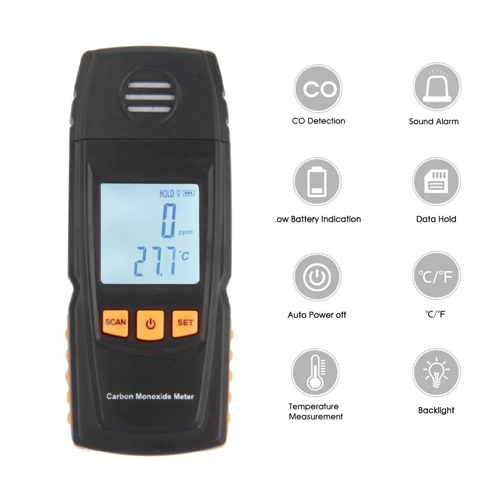 

Smart Handheld Meter CO Gas Tester Mulitifunction LCD Digital Carbon Monoxide Detector Alert sensor Meter Buzzer alarm Wholesale