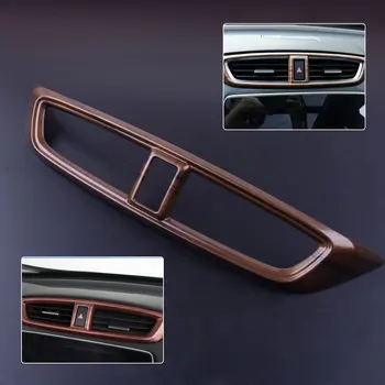 

DWCX Car ABS Peach Wood Grain Interior Middle Air Vent Outlet Panel Cover Trim Frame for Honda CRV CR-V 2017 2018