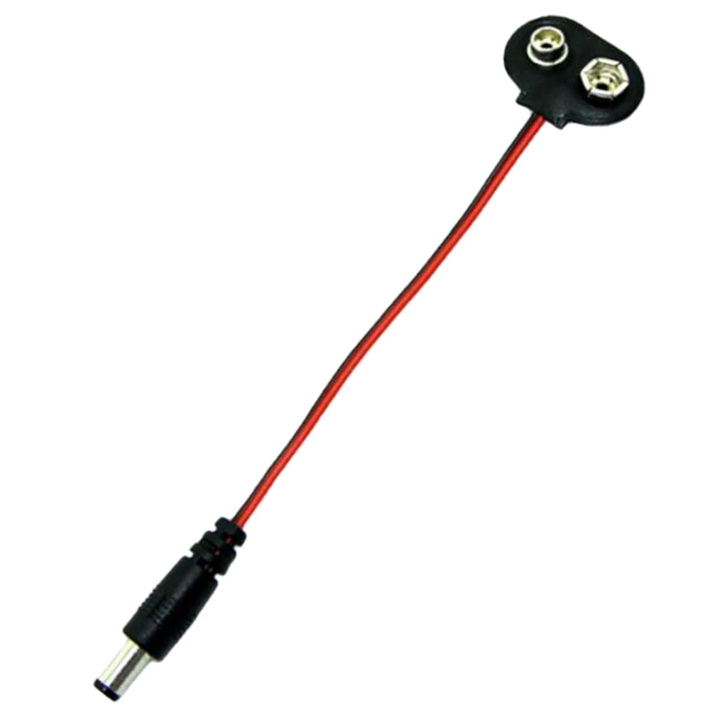 DC Power Plug to 9V Battery Clip Button Connector Adapter Pack of 2