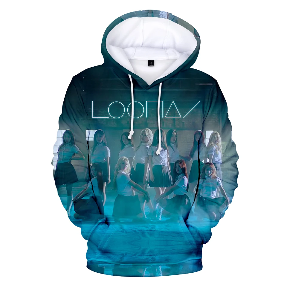 Хип хоп новая 3D Толстовка LOONA Team известный корейский идол принт Повседневная