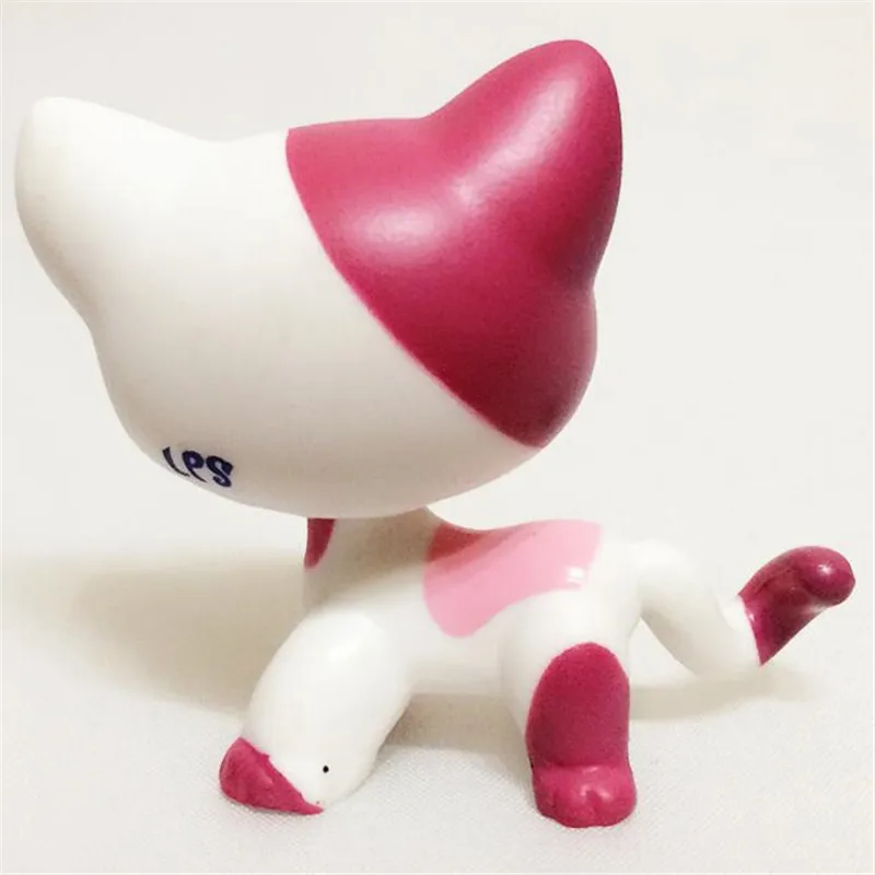 Pet Shop Lps Toys Standing Littlest Short Hair Cat #2291 White Pink Glitter kitty