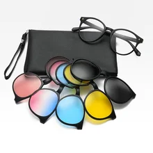 Мужские брендовые поляризованные солнцезащитные очки оправы с 5 зажимами на солнцезащитных очках магнитные клип близорукость солнцезащитные очки по рецепту для женщин