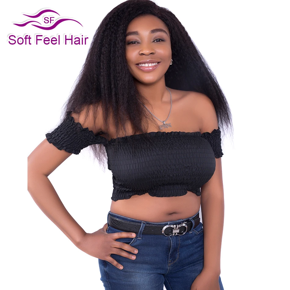Soft Feel Hair 4x4 парик с закрытием шнурка бразильский кудрявый прямой парик Remy кружева Закрытие человеческих волос парики для черных женщин 180% Плотность