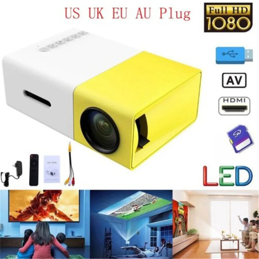 انخفاض الشحن YG300 YG-300 LCD LED المحمولة العارض البسيطة 400-600LM 1080 p الفيديو 320x240 بكسل الوسائط LED مصباح لاعب أفضل المنزل