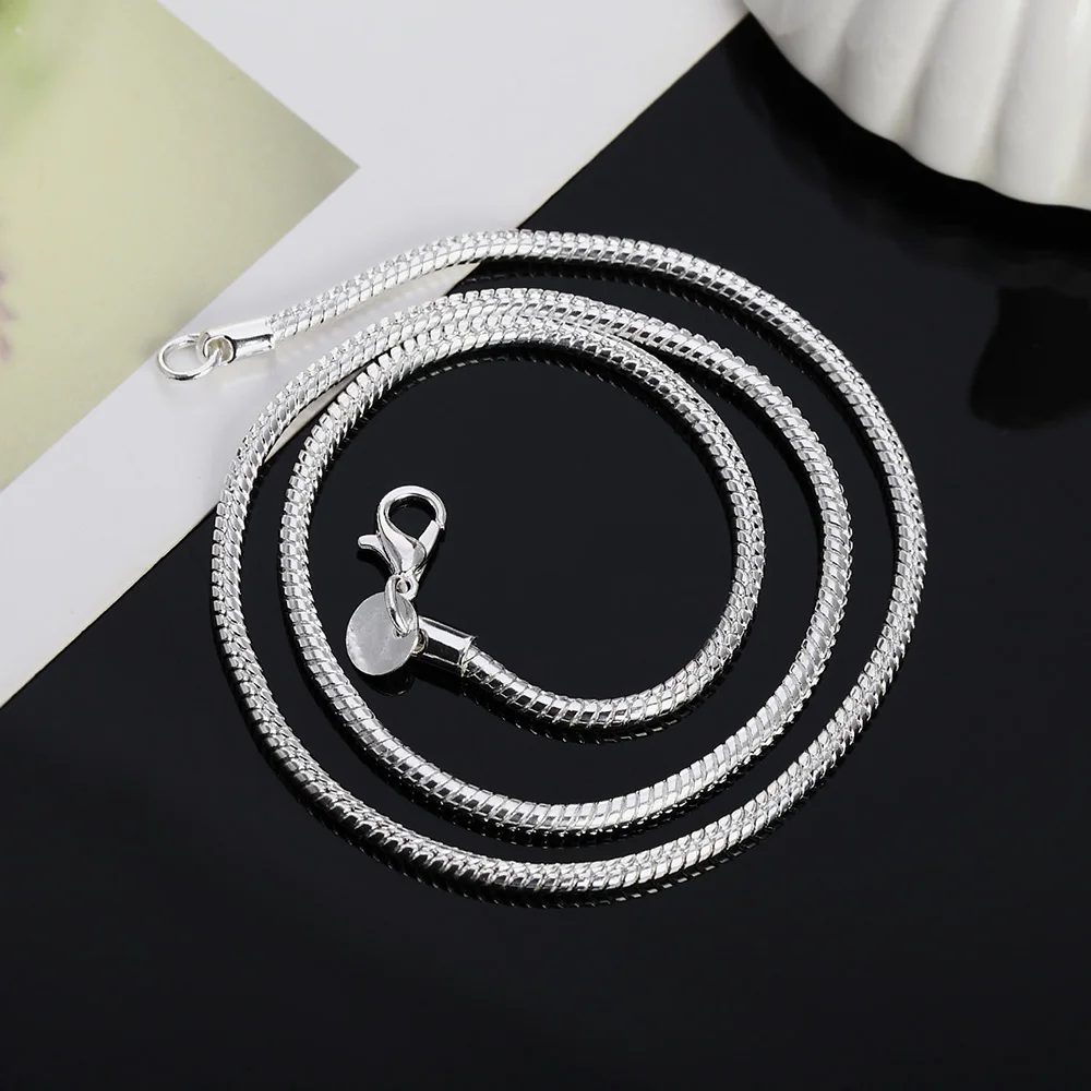 

925 wedding N192 high quality solid 3mm CHAIN women men nice noble silver plated jewelry fashion cute Women classic necklace