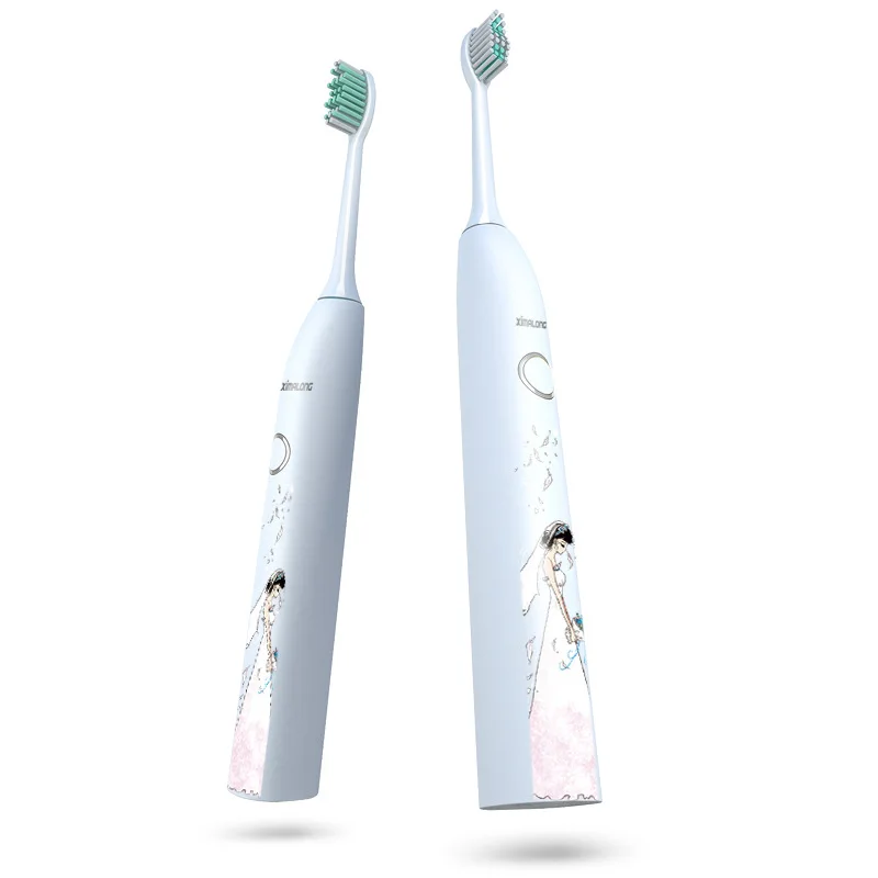 

Adult Children Dual Use Electric Toothbrushes Colorful Painted Rechargeable Tooth Cleaning Machine with Extra Brush Heads
