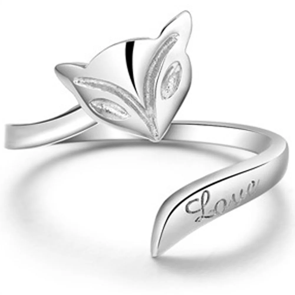 

New Fashion Punk Style Open Adjustable Silver Animal Fox Rings Women Wedding/Party/Dance Jewelry Accessories RING-0067