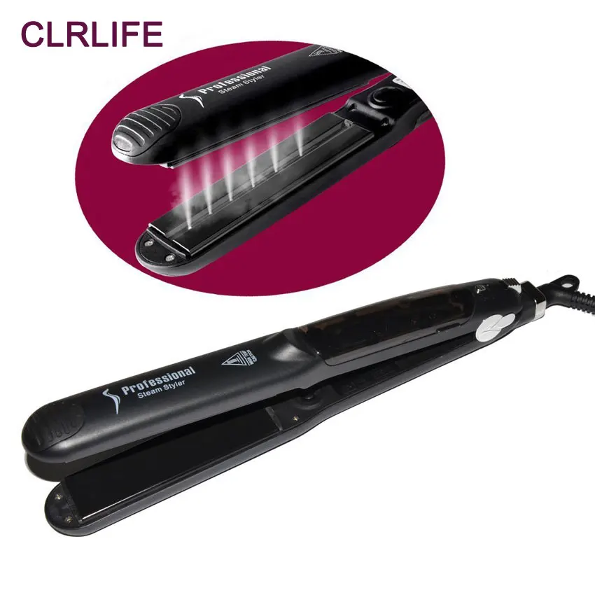 

CLRLIFE Steam Hair Straightener Ceramic Vapor With Water And Oil Steam Function Flat Iron Tourmaline Straightening Irons
