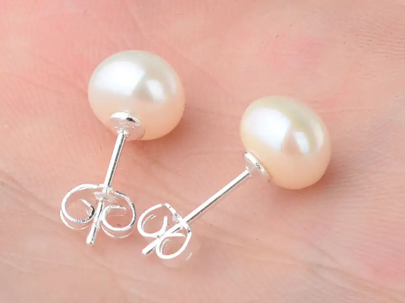 

Hot sell Noble- hot sell new - Hot sale new Style >>>>TOP AAA+++ Bead 7-8mm White Akoya Freshwater Pearl Sterling Silver Stud Ea
