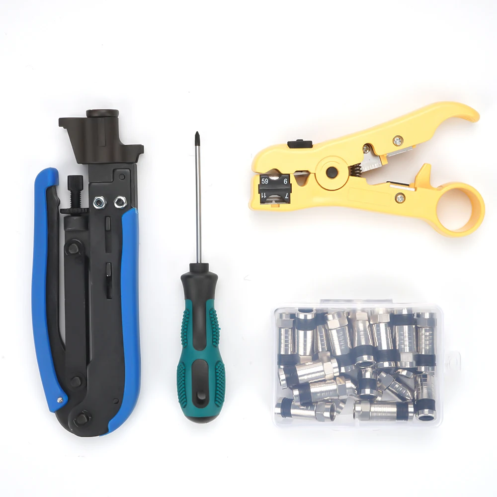 

25Pcs/Set Coaxial Compression Tool Coax Cable Crimper Kit Wire Stripper Squeeze Pliers Stripping Pliers Combination Tool Set