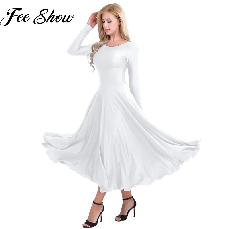 Women Professional Ballet Stage Long Dress Female Long Sleeve Loose Fit