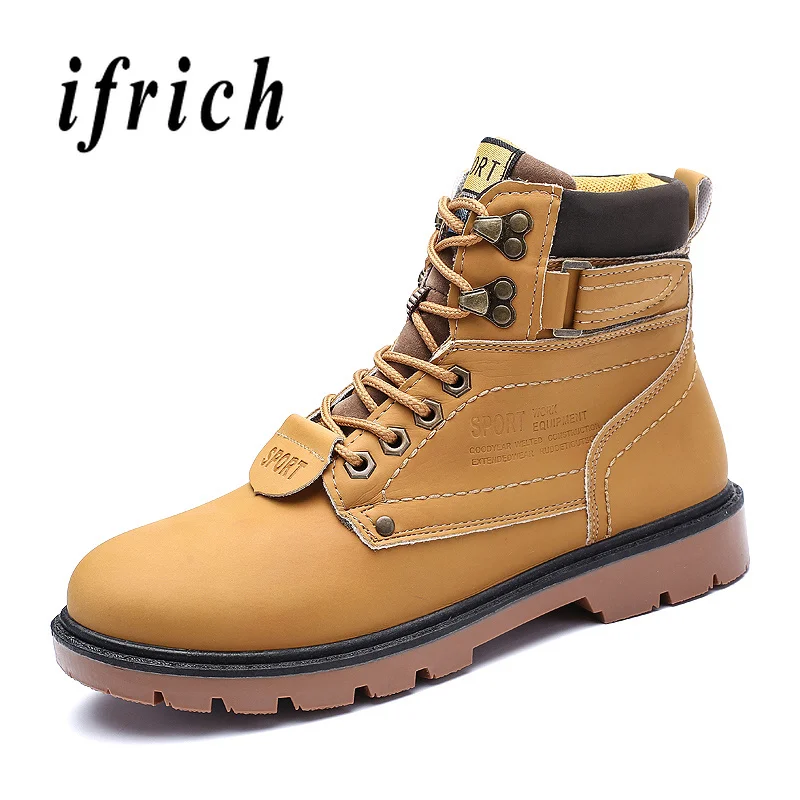 

Martin Boots Men Yellow Brown Work Boots Male Comfortable Youth Fashion Mens Shoes Hard-Wearing Wearable Mens Motorcycle Boots