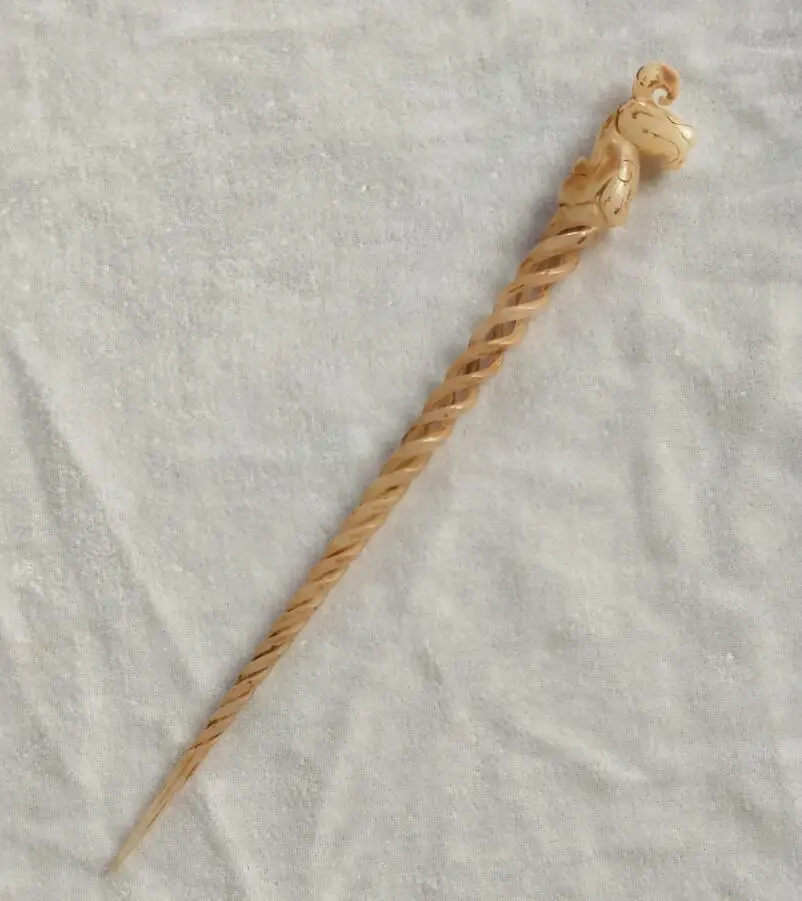 

Long 20CM!!! Art Collection Chinese Handmade Old White Jade Stone Carved Birds hairpin Hair Stick Statue A002615