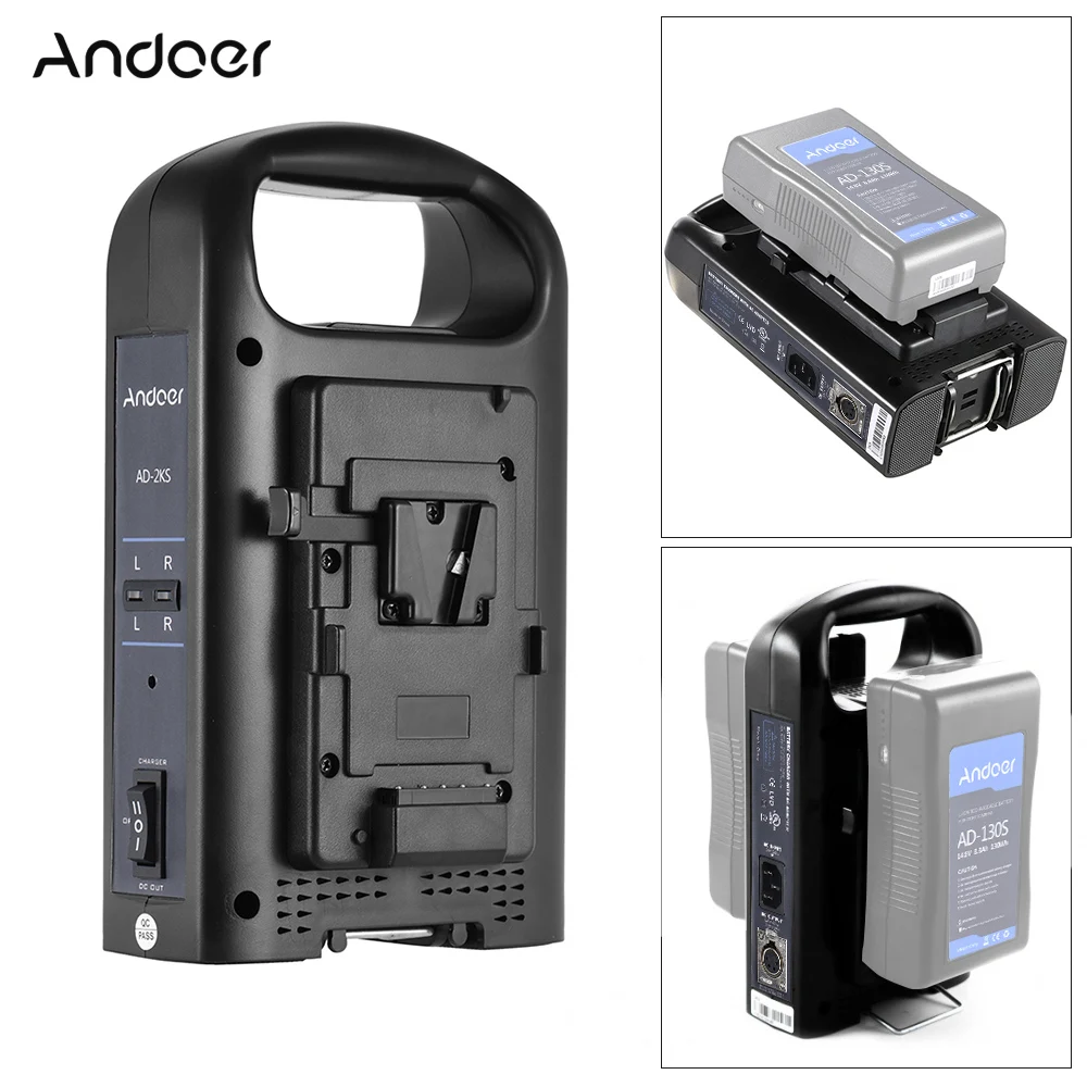 Andoer AD 2KS 2 Channel Dual Camcorder Battery Charger for V Mount