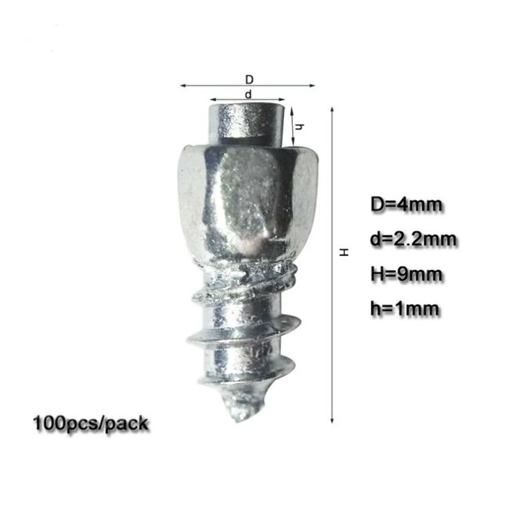 100 шт., автомобильный винт из твердого металлического сплава для снега, шипы для шин, противоскользящие шипы для колес, шины для мотоциклов и велосипедов