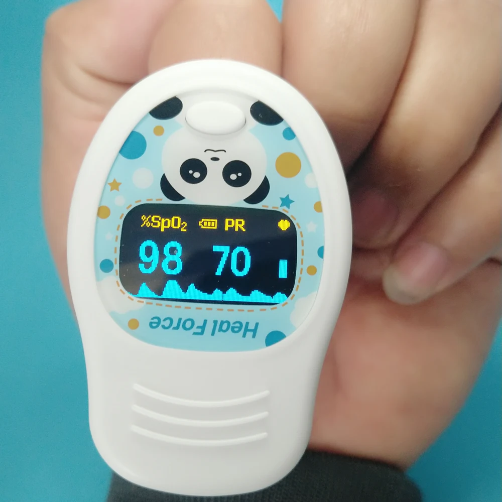 

Pediatric Oximeter Children Use Cute Panda Design Dual Color Display SPO2 Blood Oxygen Saturation Monitor