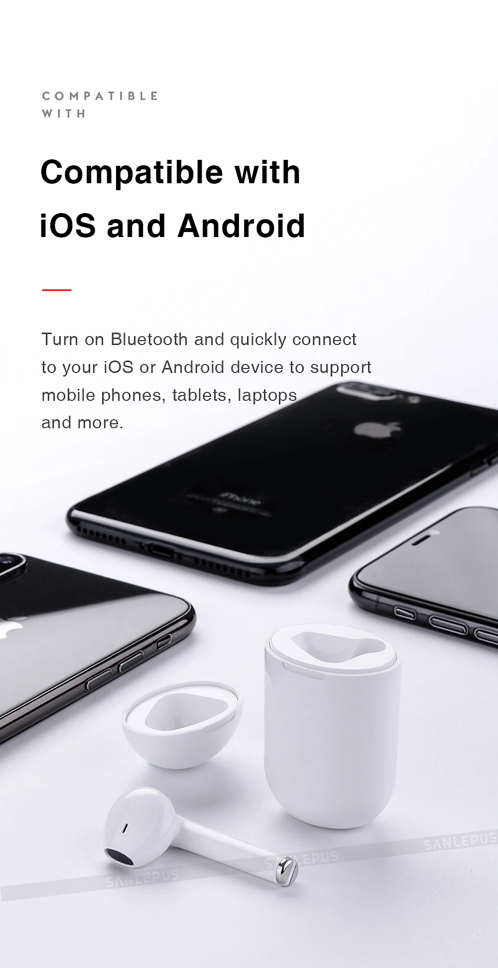 SANLEPUS, беспроводные Bluetooth наушники, наушники-вкладыши, мини-гарнитура с зарядным устройством для телефона, Xiaomi, samsung