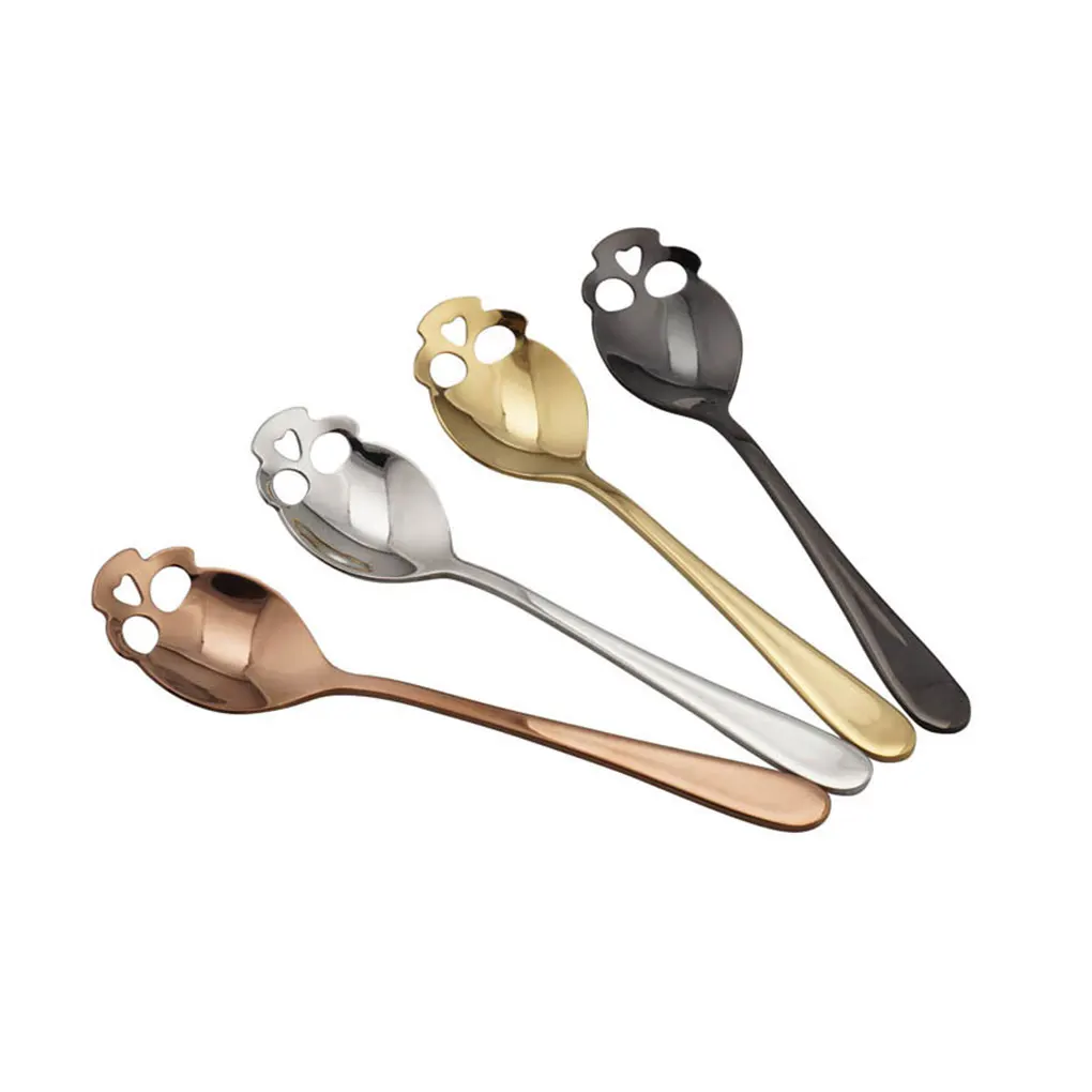 

New Design Skull Shaped Spoon Stainless Steel Coffee Teaspoon Dessert Ice Cream Sweets Teaspoon Halloween Decoration