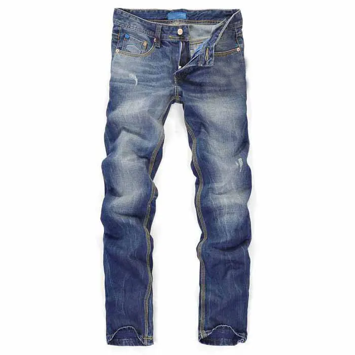 2015 New Straight Men Classic Casual Jeans Blue Color Famous Brand 100% Cotton Men's Fashion Luxury Size 30-42 | Мужская одежда