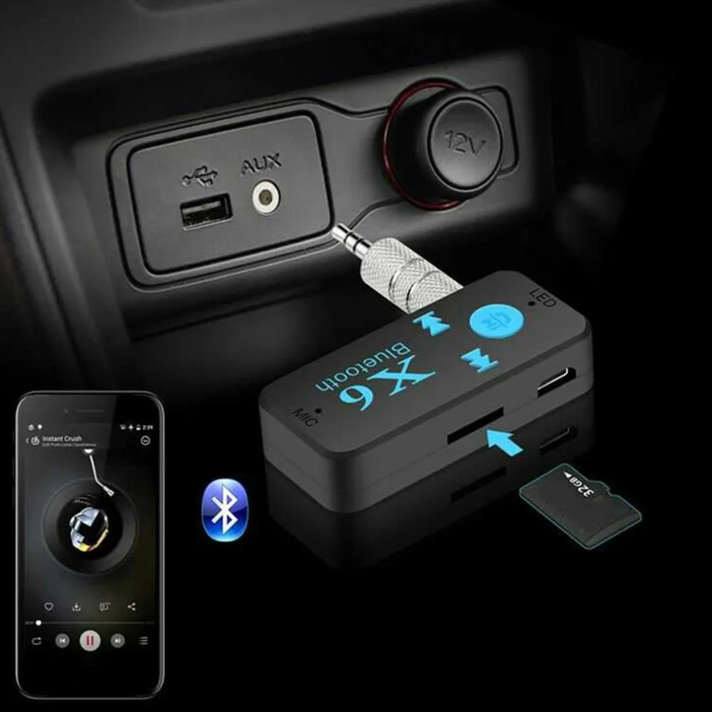 

Bluetooth Adapter Wireless Bluetooth Receiver 3.5mm Audio Jack TF Card Reader Adapter Receiver MIC Call For Car Speaker