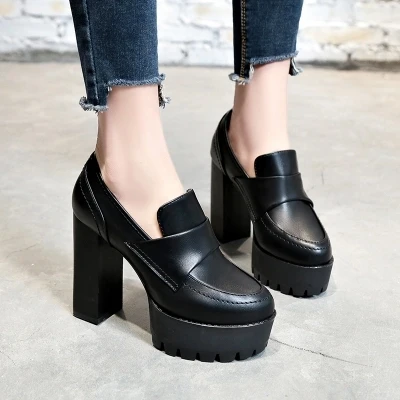 

Autumn and winter new high-heeled shoes women's thick with black shoes net red shoes female Harajuku style wild women's shoes