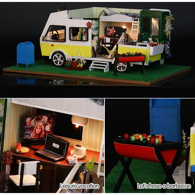 Doll House DIY Miniature Dollhouse Model Building Kits Wooden Furnitures Dolls Houses Toys for Children Christmas Gift