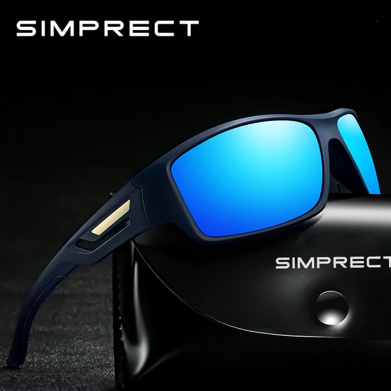 

SIMPRECT TR90 Sunglasses Men Polarized UV400 High Quality Goggle Rectangle Mirror Driving Sun Glasses Brand Designer Zonnebril