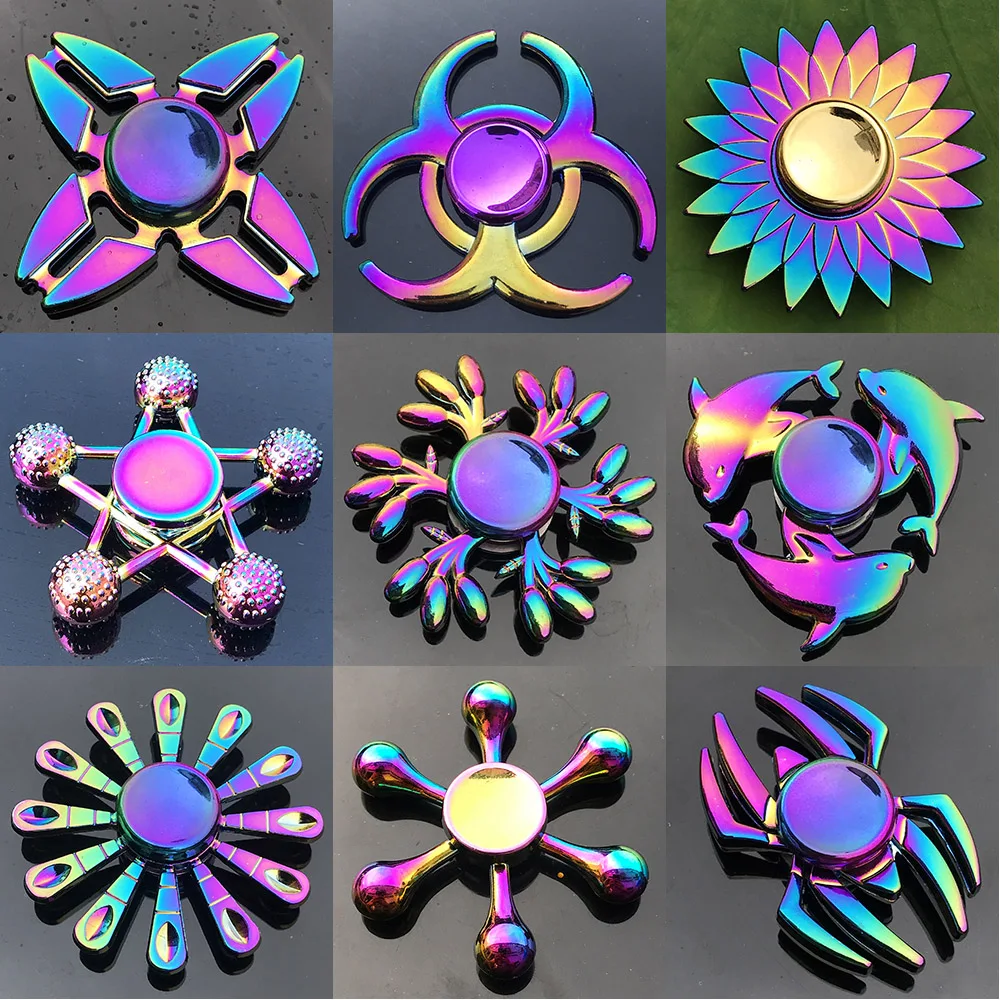 

Fidget Hand Spinner Zinklegering Metal Rainbow Spinner Anti-Angst Speelgoed voor Spinners Focus Verlicht Stress Vinger Spinner