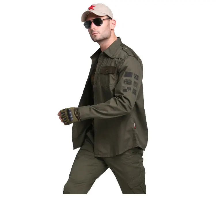 Мужская камуфляжная рубашка в стиле милитари, осенняя Модная приталенная рубашка из хлопка с длинным рукавом, повседневная мужская Рабочая Рубашка 4XL BE5072