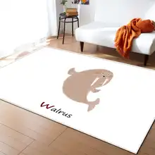 Мультяшные милые ковры с анималистическим принтом, коврик для детских игр, мягкий фланелевый пенопласт с принтом моржа, чайный столик, коврики для гостиной