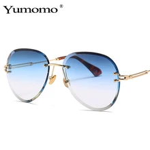 YUMOMO, модные солнцезащитные очки, женские, мужские, синие, красные, авиационные, без оправы, солнцезащитные очки, Роскошные, UV400, очки для Zonnebril Dames